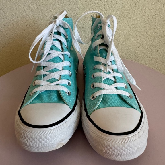 Converse High-Top Sneakers in Teal and White - Picture 7 of 16
